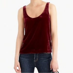 J. Crew | Maroon Velvet Sleeveless Tank Top | 6 Tall